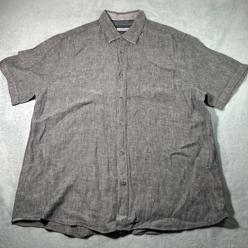 32 Bar Blues Linen Blend Button Up Shirt Mens XL Oxford Professional Business